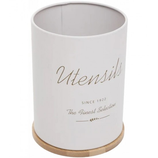 Porta Utensilios Olina 9x13cm Off White Metal